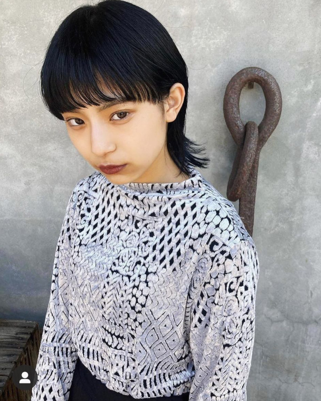 ウルフボブ/ワイドバング/ブルーブラック